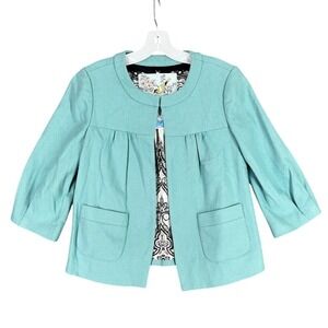 Tabitha Jacket Womens 2 Seafoam Green Anthropologie Cape Wool Blend 3/4 Sleeve